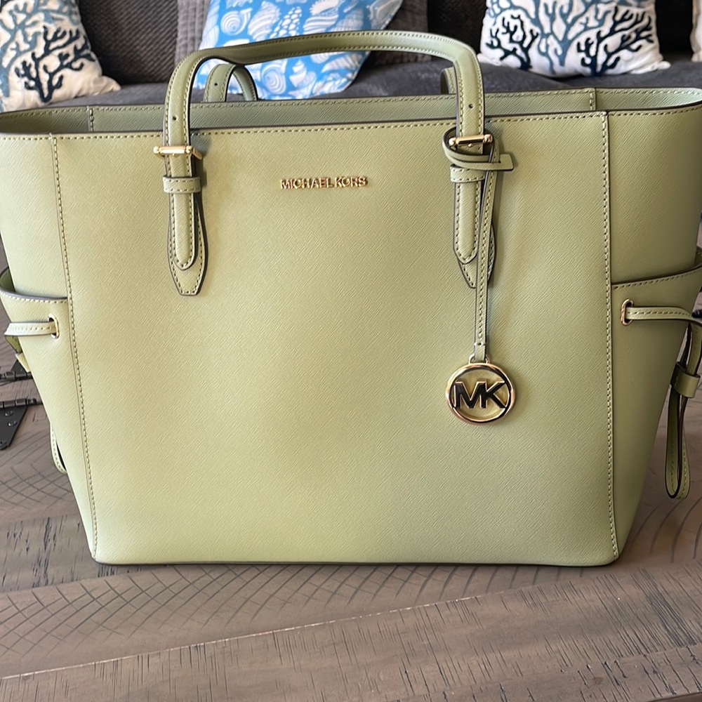 Michael Kors Light Sage Gilly Leather Tote